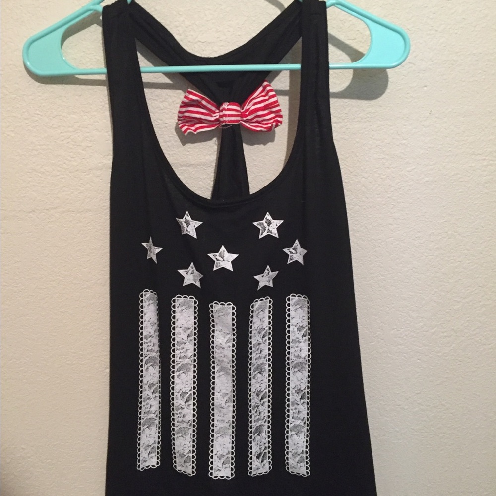 Black American flag tank top